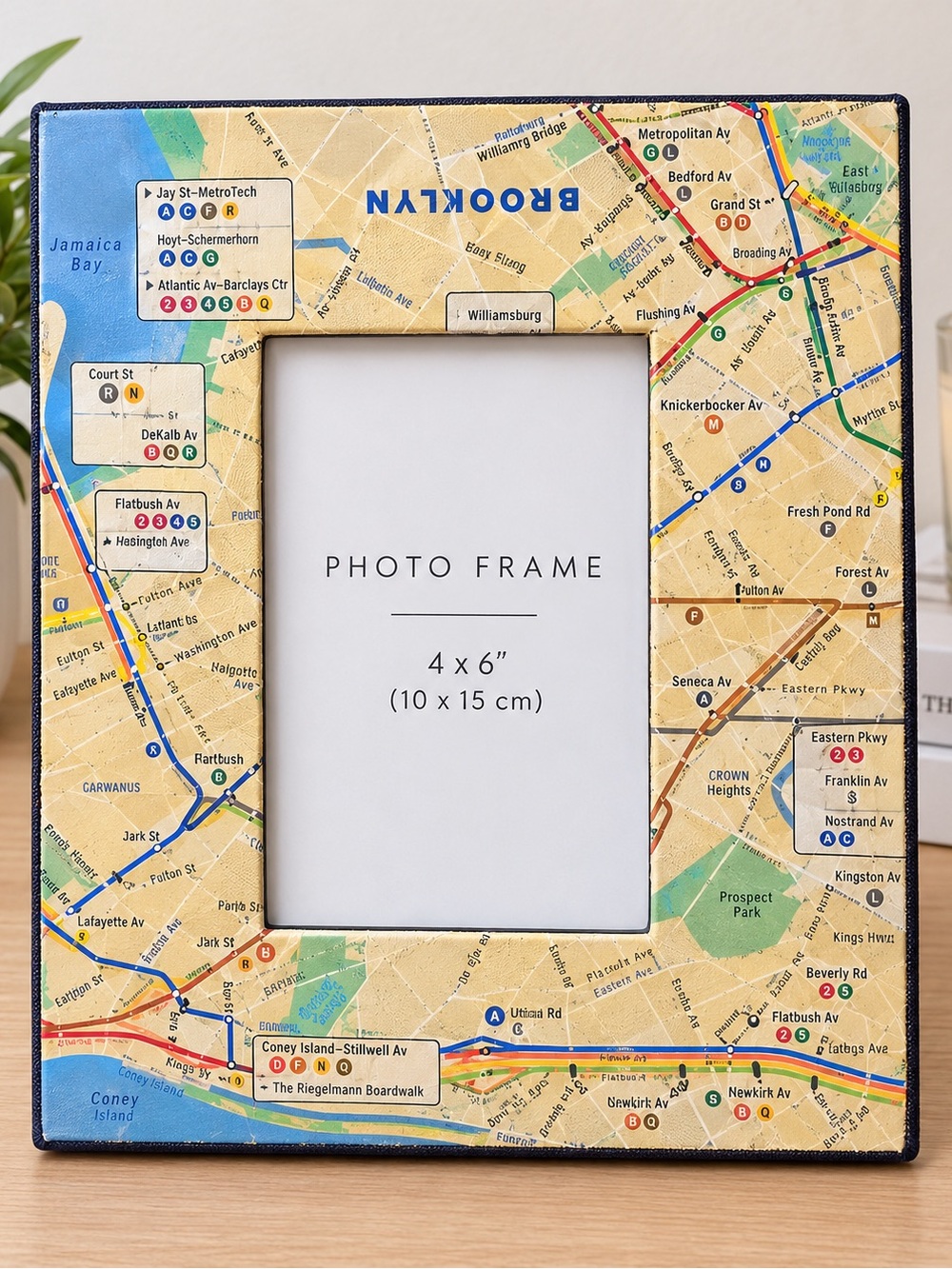 Stylish Map-Print Tablet or Picture Frame Case - Brown/Beige
